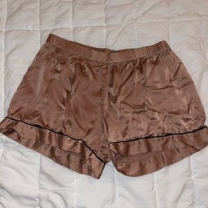 {Mauve Pink Satin Pajama Shorts}